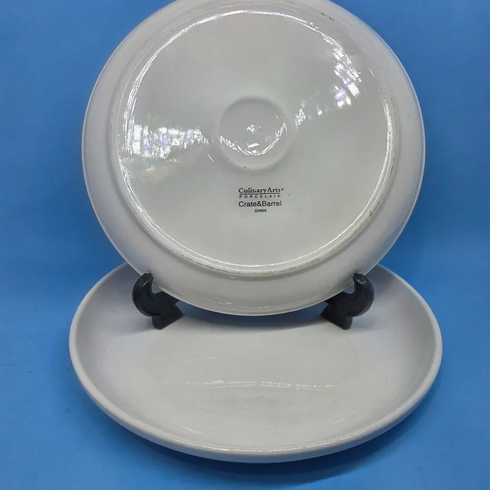 Culinary Arts For Crate And Barrel Set Of 2 White 10 1/2
